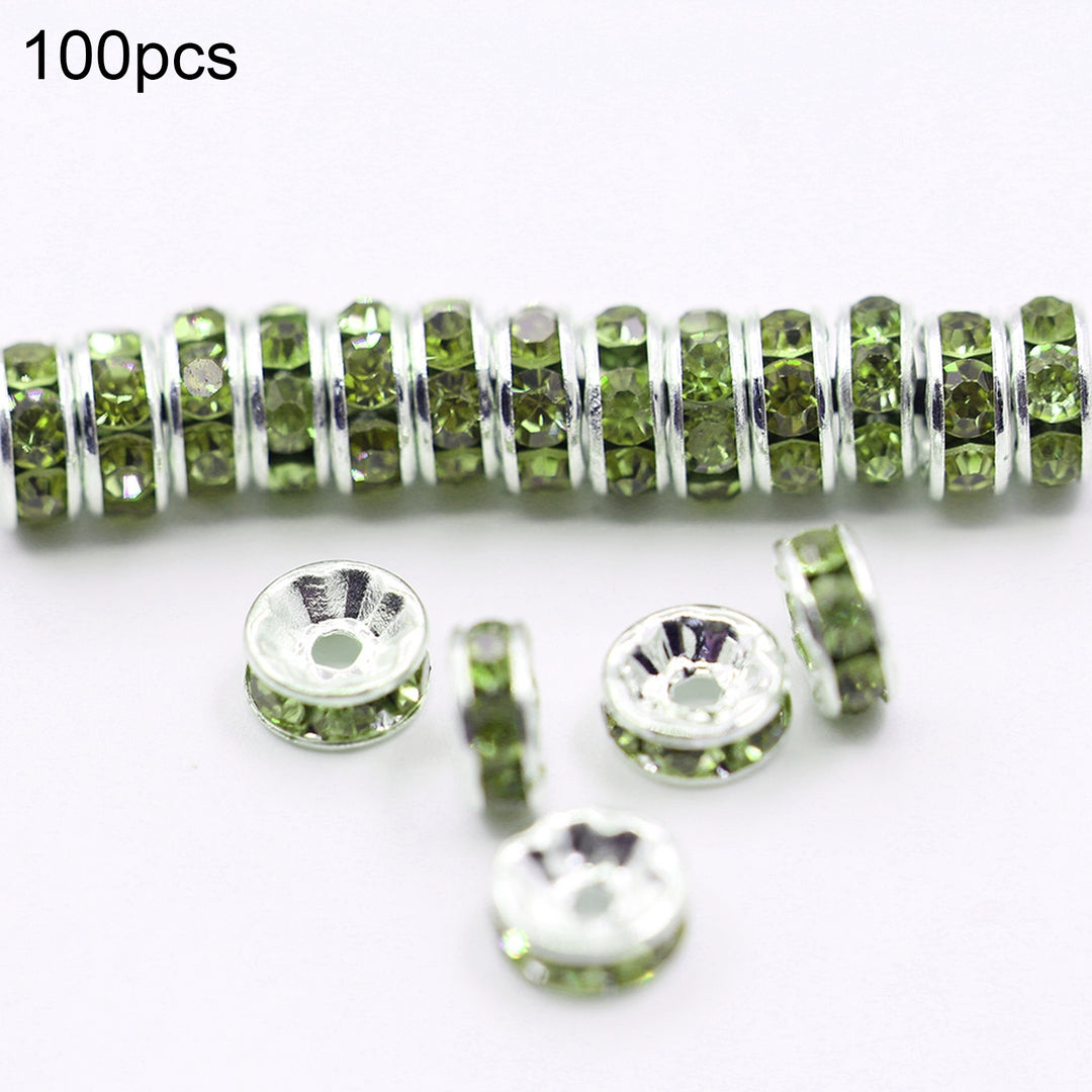 100 Pcs 6mm Shiny Glass Metal Rondelle Spacer Beads for DIY Jewelry Craft Making Image 4