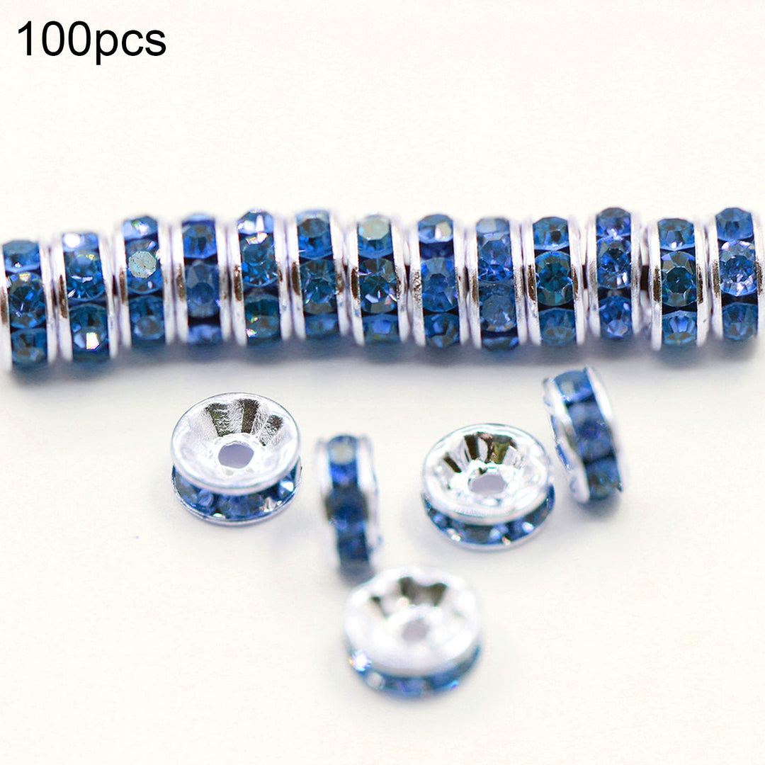 100 Pcs 6mm Shiny Glass Metal Rondelle Spacer Beads for DIY Jewelry Craft Making Image 4