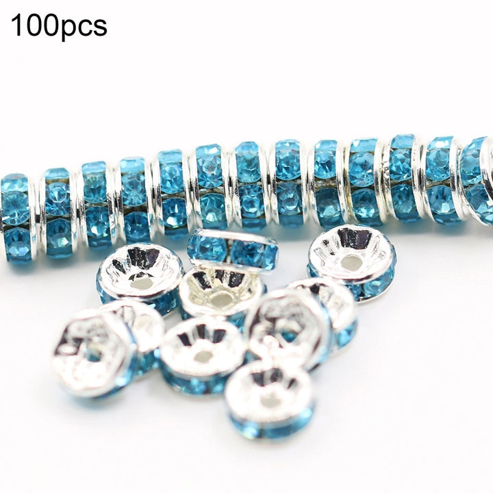 100 Pcs 6mm Shiny Glass Metal Rondelle Spacer Beads for DIY Jewelry Craft Making Image 1