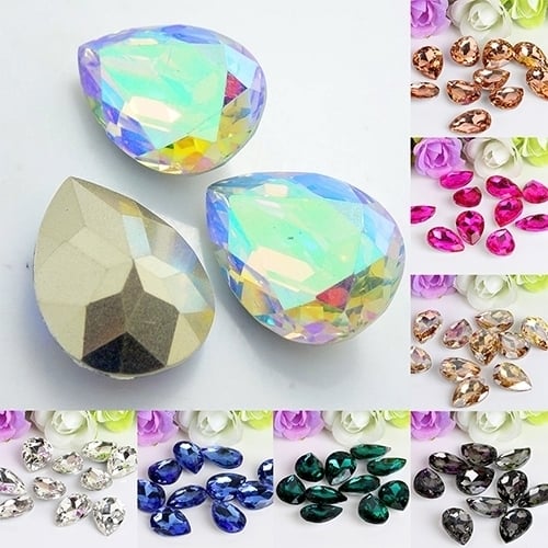 10 Pcs Teardrop Resin Rhinestones Beads 18x25mm DIY Crafts Phone Decal Decor Image 1