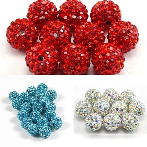20Pcs 10mm Czech Rhinestones Pave Clay Round Disco Ball Spacer Beads Image 1