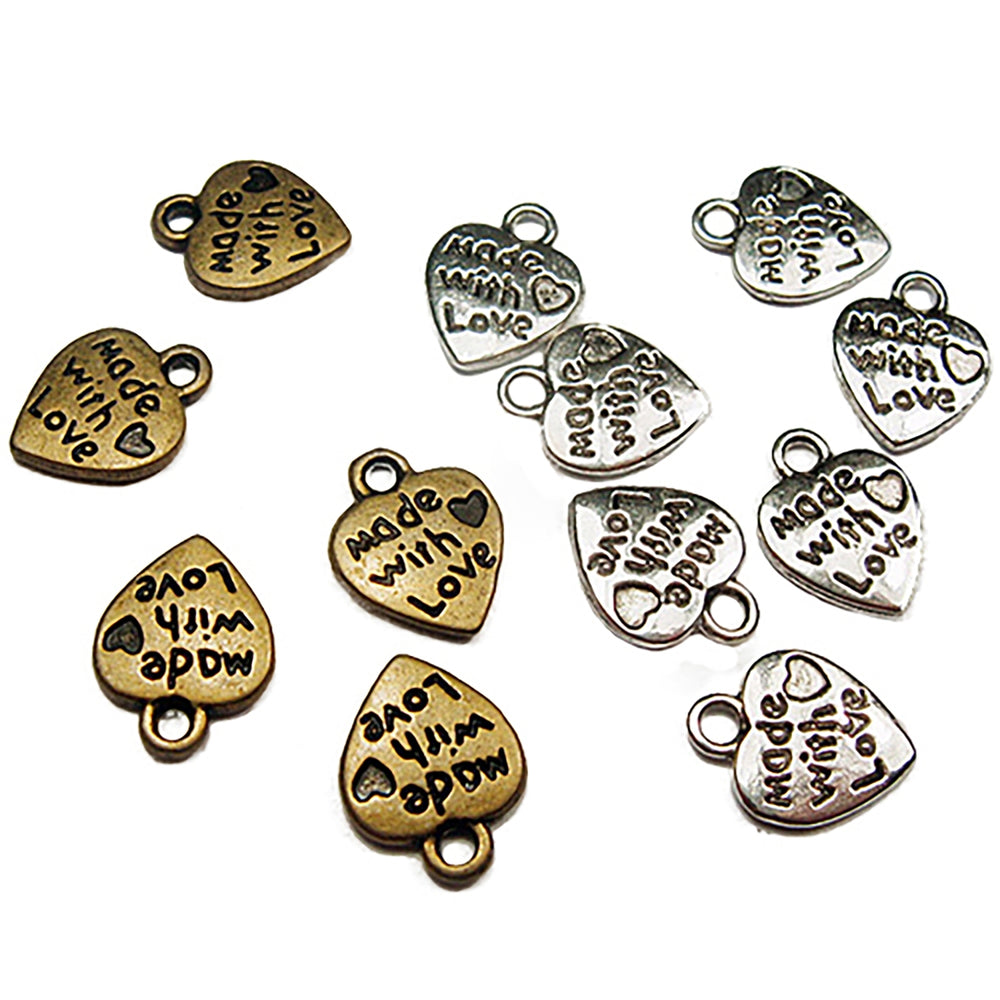 50Pcs Silver/Gold Plated Handmade Tools with Love Heart Shaped DIY Charms Image 2