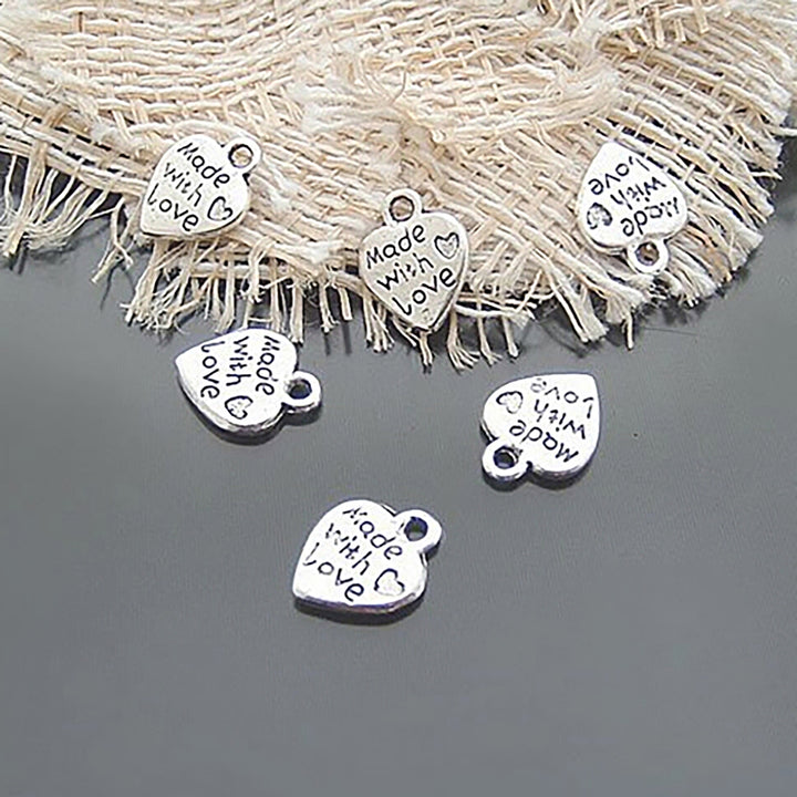 50Pcs Silver/Gold Plated Handmade Tools with Love Heart Shaped DIY Charms Image 3