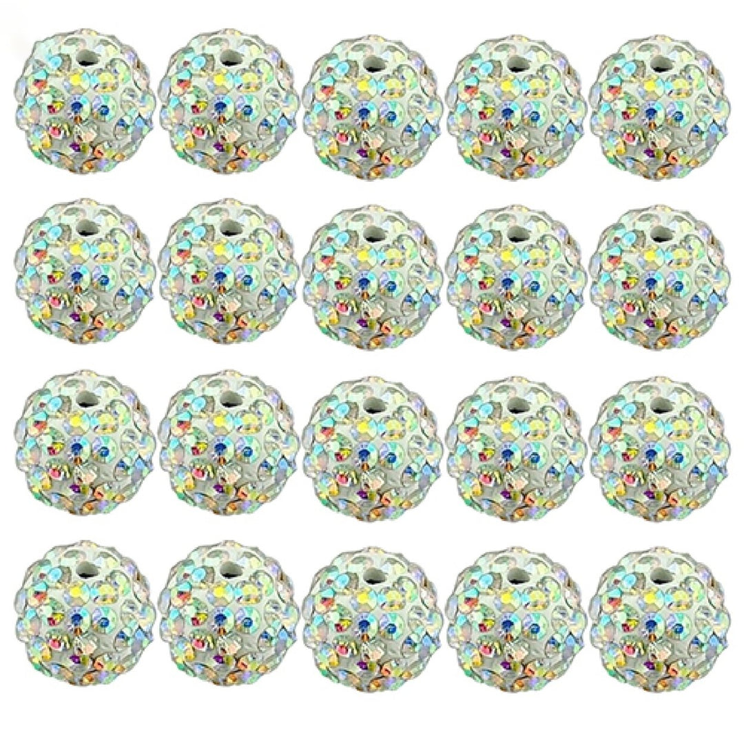 20Pcs 10mm Czech Rhinestones Pave Clay Round Disco Ball Spacer Beads Image 1