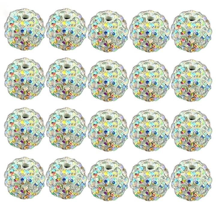 20Pcs 10mm Czech Rhinestones Pave Clay Round Disco Ball Spacer Beads Image 1