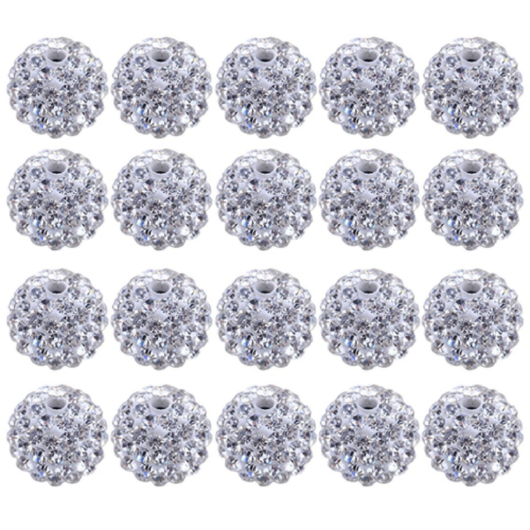 20Pcs 10mm Czech Rhinestones Pave Clay Round Disco Ball Spacer Beads Image 1