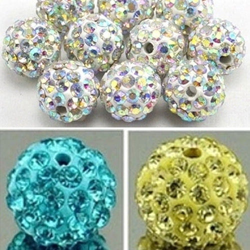 20Pcs 10mm Czech Rhinestones Pave Clay Round Disco Ball Spacer Beads Image 9