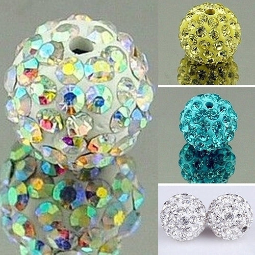 20Pcs 10mm Czech Rhinestones Pave Clay Round Disco Ball Spacer Beads Image 12