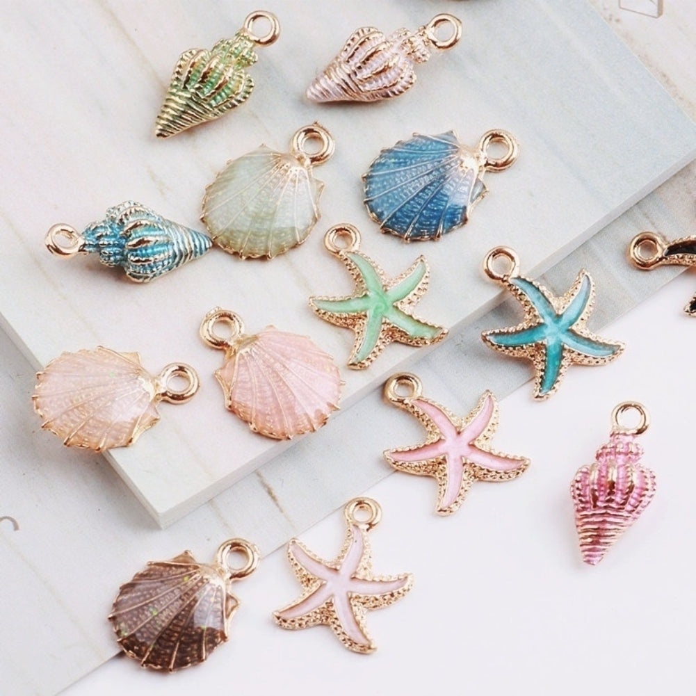 15 Pcs Unisex Jewelry Accessory Shell Conch Starfish Pendant for Necklace Bracelet Image 3