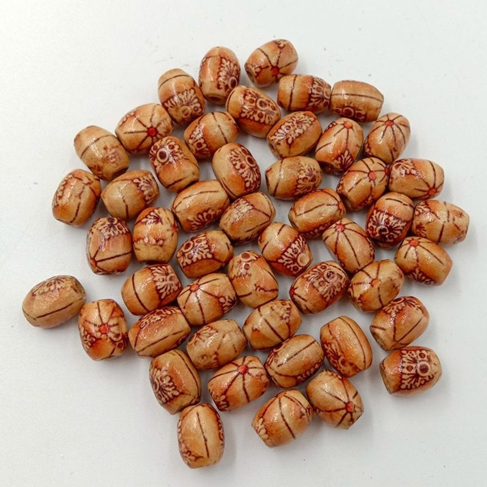 100Pcs DIY Natural Wooden Loose Beads Jewelry Making Bracelet Necklace Accessories Image 2