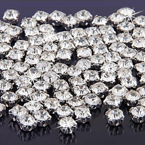 100 Pcs Silver Plated Shiny Rhinestone Spacer Beads DIY Sewing Jewelry Decoration Image 1