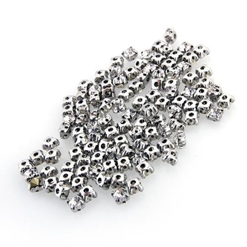 100 Pcs Silver Plated Shiny Rhinestone Spacer Beads DIY Sewing Jewelry Decoration Image 2