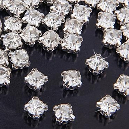 100 Pcs Silver Plated Shiny Rhinestone Spacer Beads DIY Sewing Jewelry Decoration Image 3