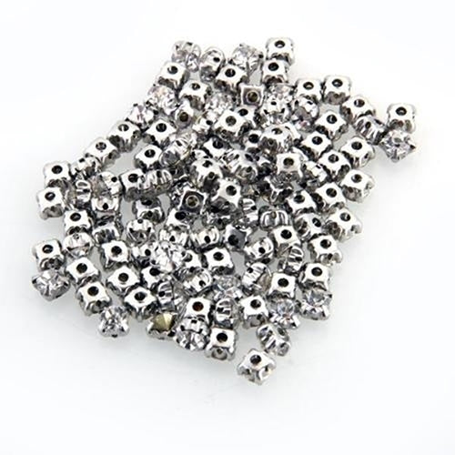 100 Pcs Silver Plated Shiny Rhinestone Spacer Beads DIY Sewing Jewelry Decoration Image 4