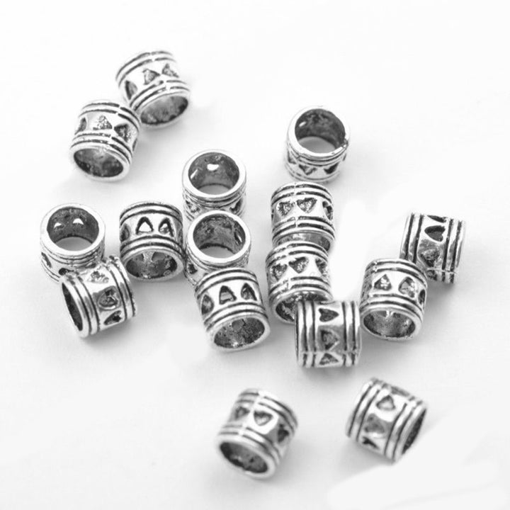 100/50/20 Pcs Tibetan Antique Silver Big Hole Hollow Heart Alloy Spacer Beads Image 4