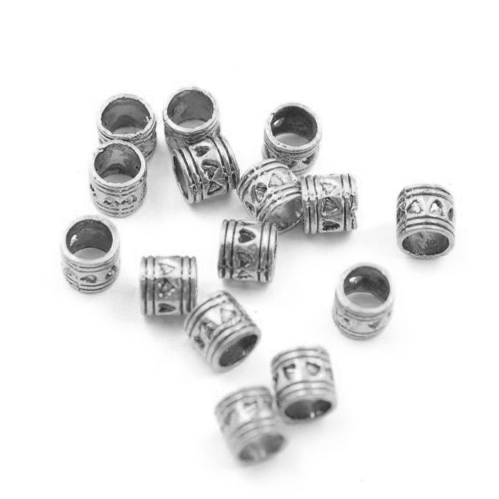 100/50/20 Pcs Tibetan Antique Silver Big Hole Hollow Heart Alloy Spacer Beads Image 4