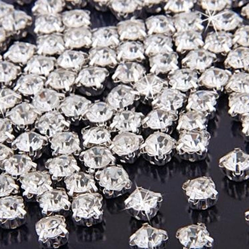 100 Pcs Silver Plated Shiny Rhinestone Spacer Beads DIY Sewing Jewelry Decoration Image 6