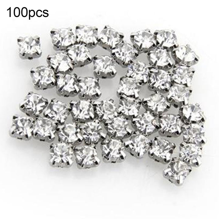 100 Pcs Silver Plated Shiny Rhinestone Spacer Beads DIY Sewing Jewelry Decoration Image 7