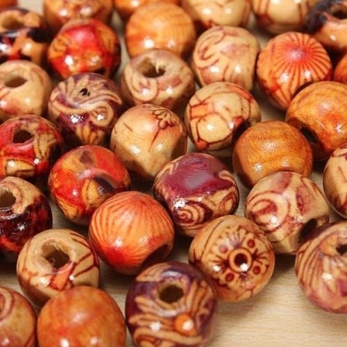 100pcs 10mm Mixed Wood Round Beads Jewelry Making Loose Spacer Charms Findings Image 1