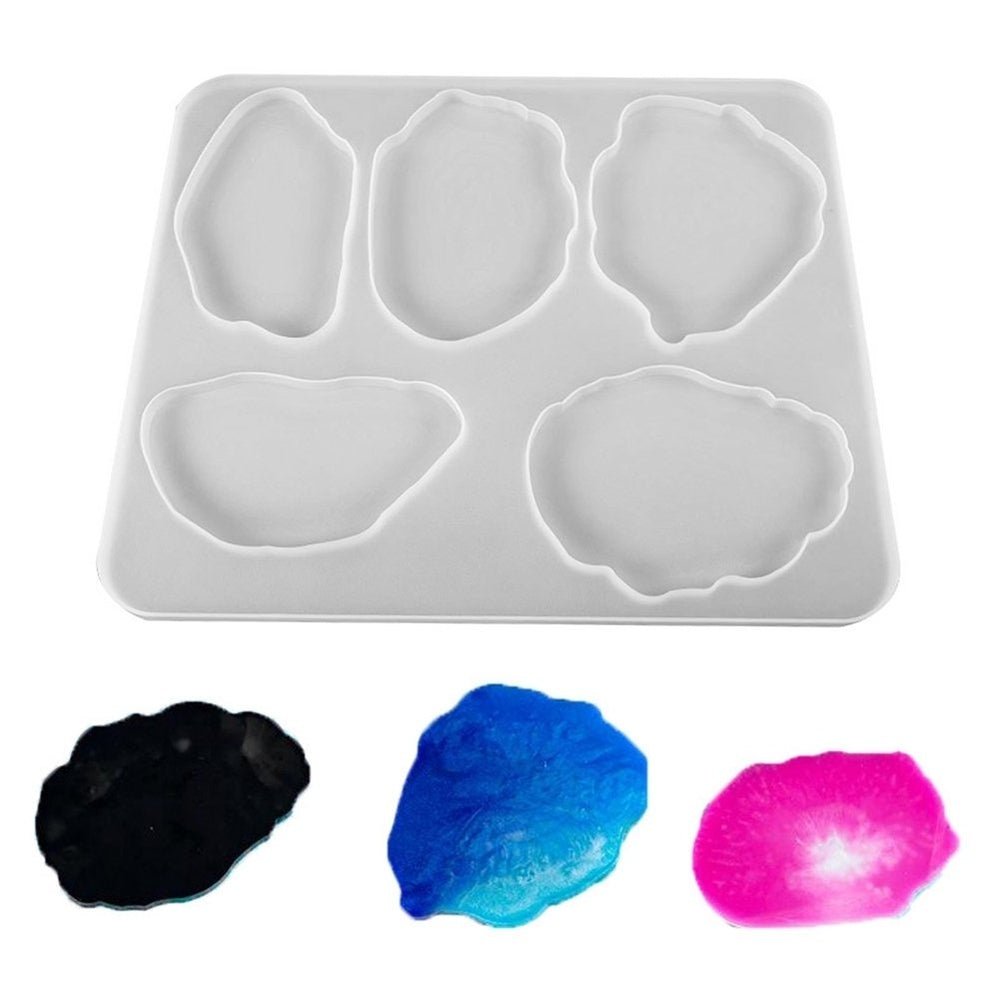 5 Irregular Cavity Silicone Epoxy Resin Cup Pad Coaster DIY Craft Making Mould Image 2