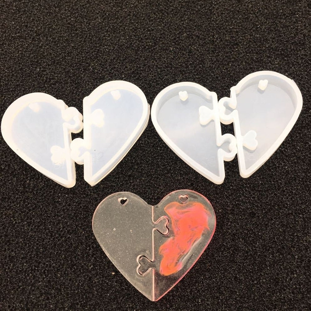 2Pcs Love Heart Shape Silicone Mold Resin Jewelry Making DIY Pendant Craft Image 2