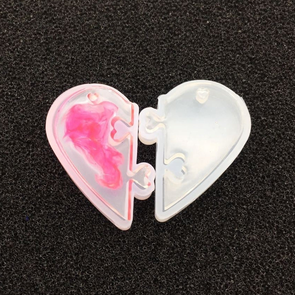 2Pcs Love Heart Shape Silicone Mold Resin Jewelry Making DIY Pendant Craft Image 3