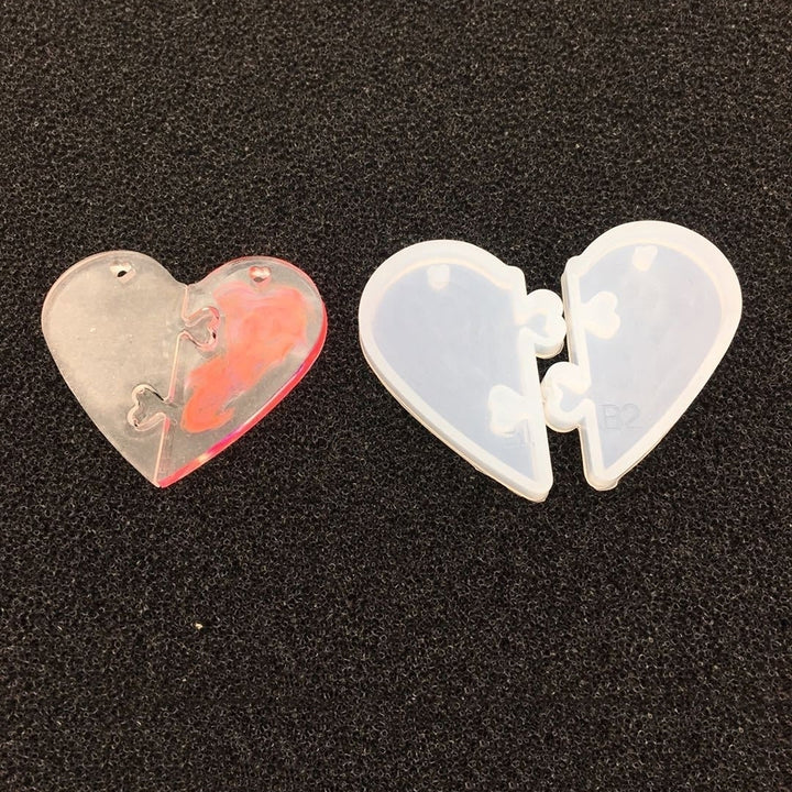 2Pcs Love Heart Shape Silicone Mold Resin Jewelry Making DIY Pendant Craft Image 4