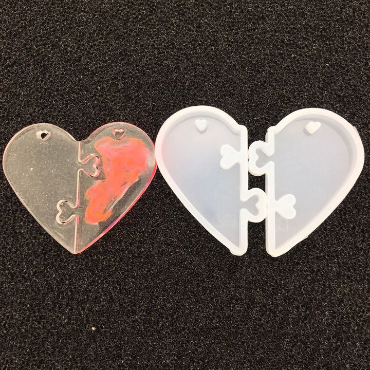 2Pcs Love Heart Shape Silicone Mold Resin Jewelry Making DIY Pendant Craft Image 4