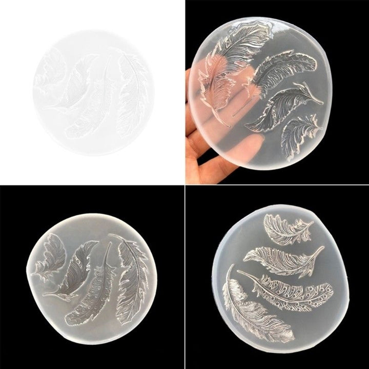 Silicone Mold Feather Mirror Mould DIY Jewelry Pendant Epoxy Resin Mold Tool Image 3