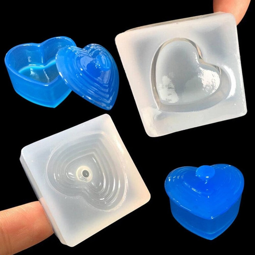 2Pcs Silicone Mold Heart Jewelry Making DIY Mould Resin Decoration Craft Image 2