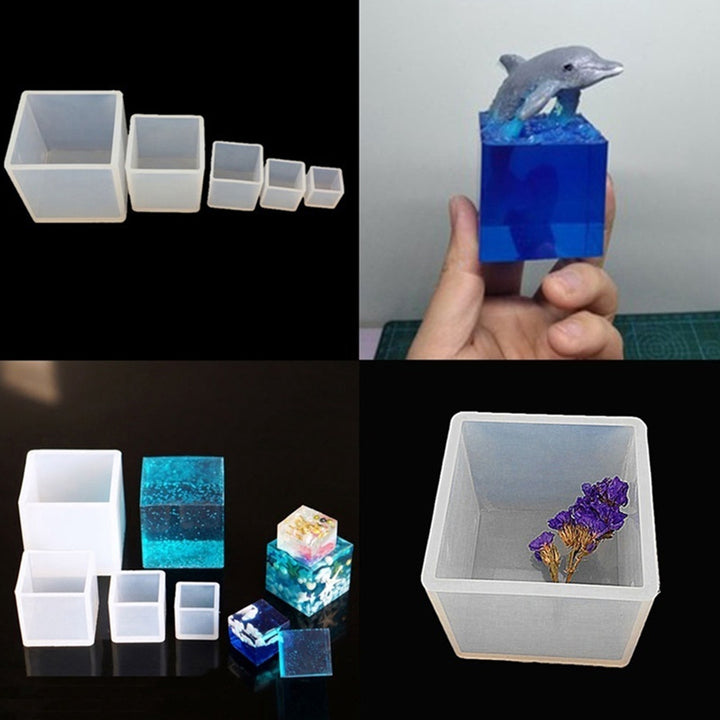 Square Cube Shape Silicone Mold Pendant Jewelry Making DIY Resin Casting Mould for Home Image 4