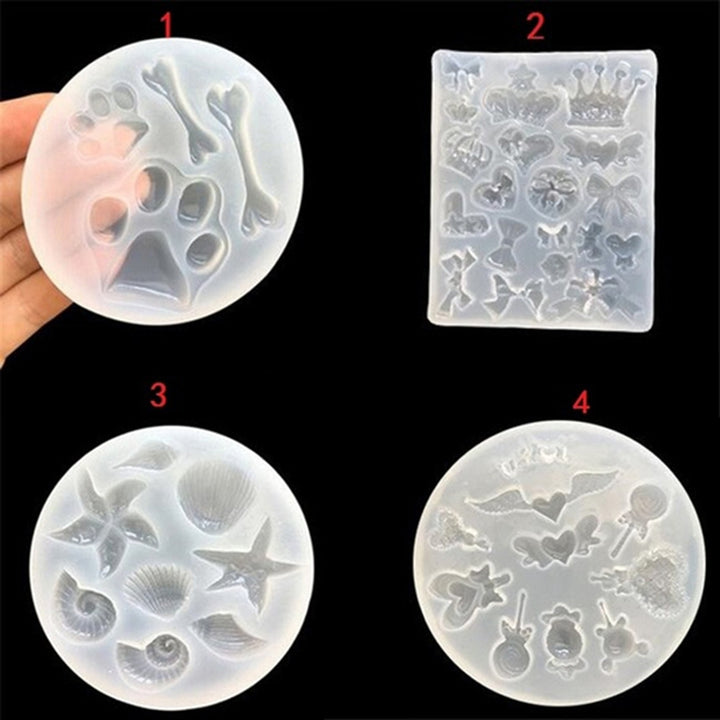 Paw Bone Crown Heart Shape Epoxy Resin Silicone Mold DIY Jewelry Making Decor Image 1