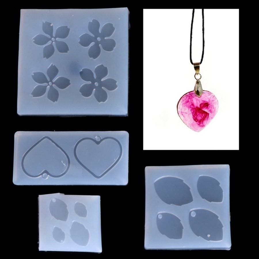 Jewelry Mold Flower Leaves Heart Shape Making Pendant Silicone Resin Craft Tool Image 1