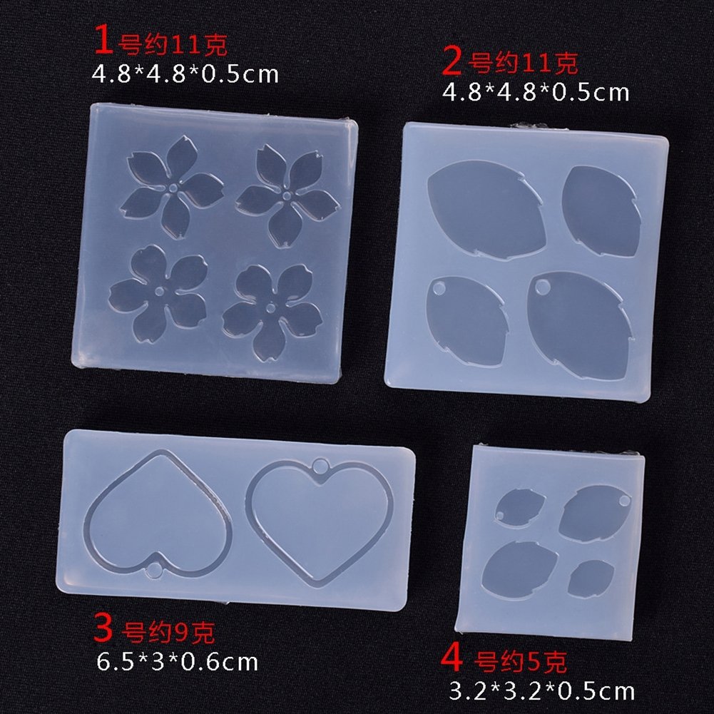 Jewelry Mold Flower Leaves Heart Shape Making Pendant Silicone Resin Craft Tool Image 4