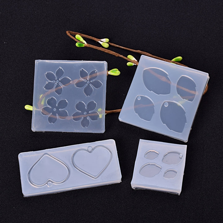 Jewelry Mold Flower Leaves Heart Shape Making Pendant Silicone Resin Craft Tool Image 8