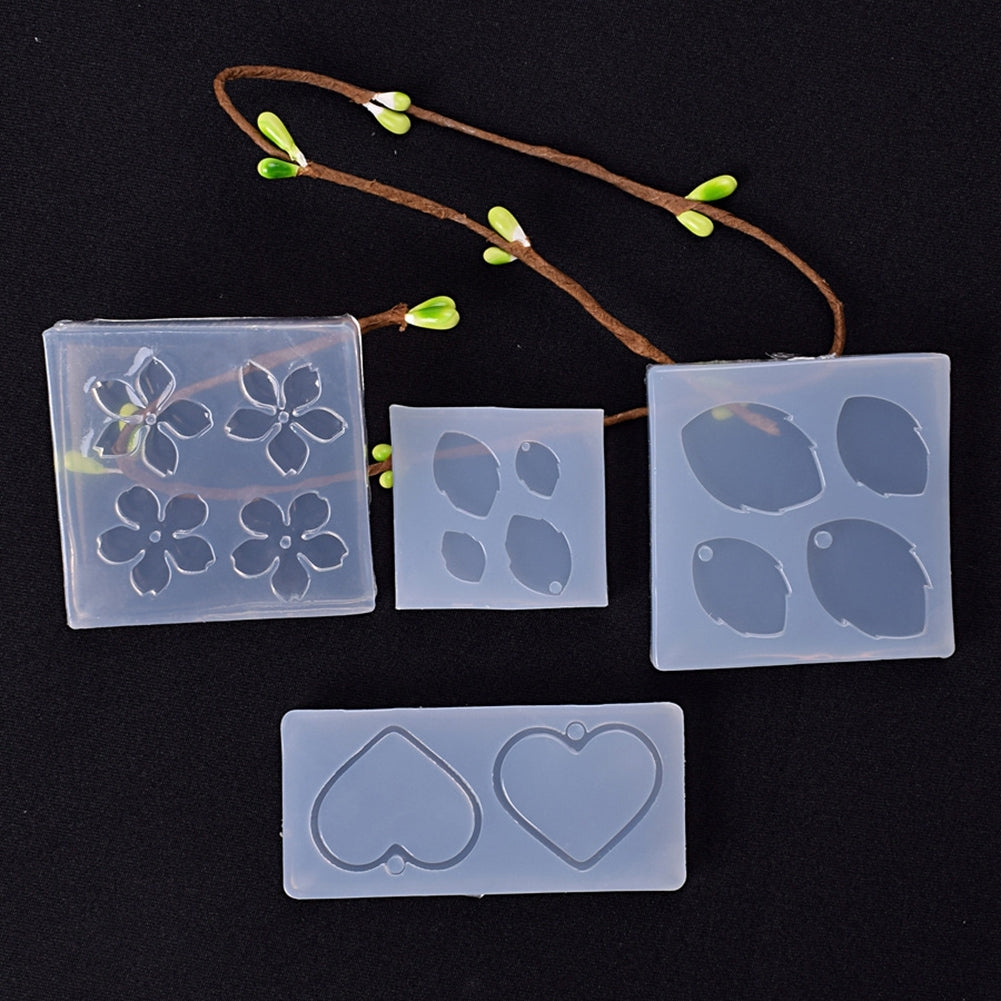 Jewelry Mold Flower Leaves Heart Shape Making Pendant Silicone Resin Craft Tool Image 10