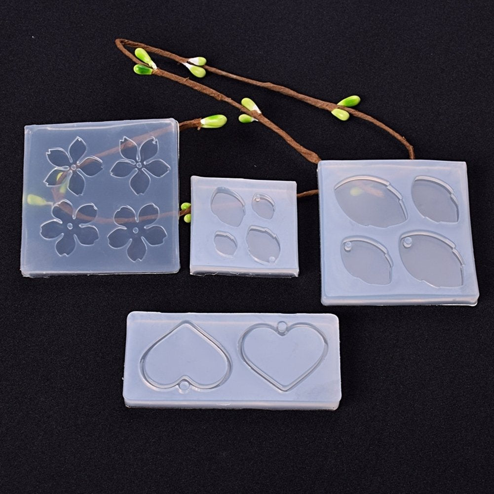 Jewelry Mold Flower Leaves Heart Shape Making Pendant Silicone Resin Craft Tool Image 12