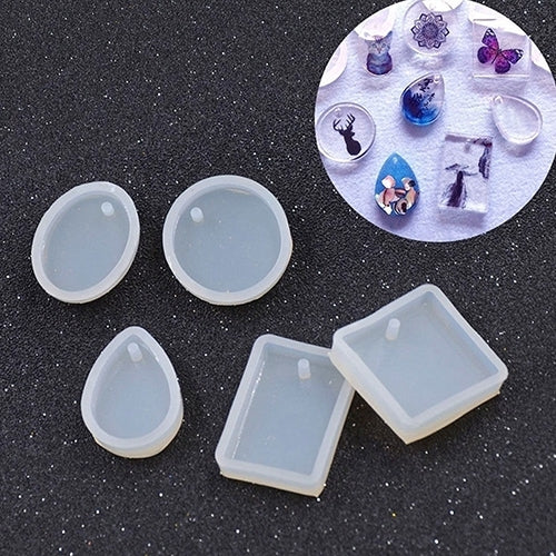 Silicone Round Square Teardrop Oval DIY Pendant Charm Mold Jewelry Making Tool Image 4