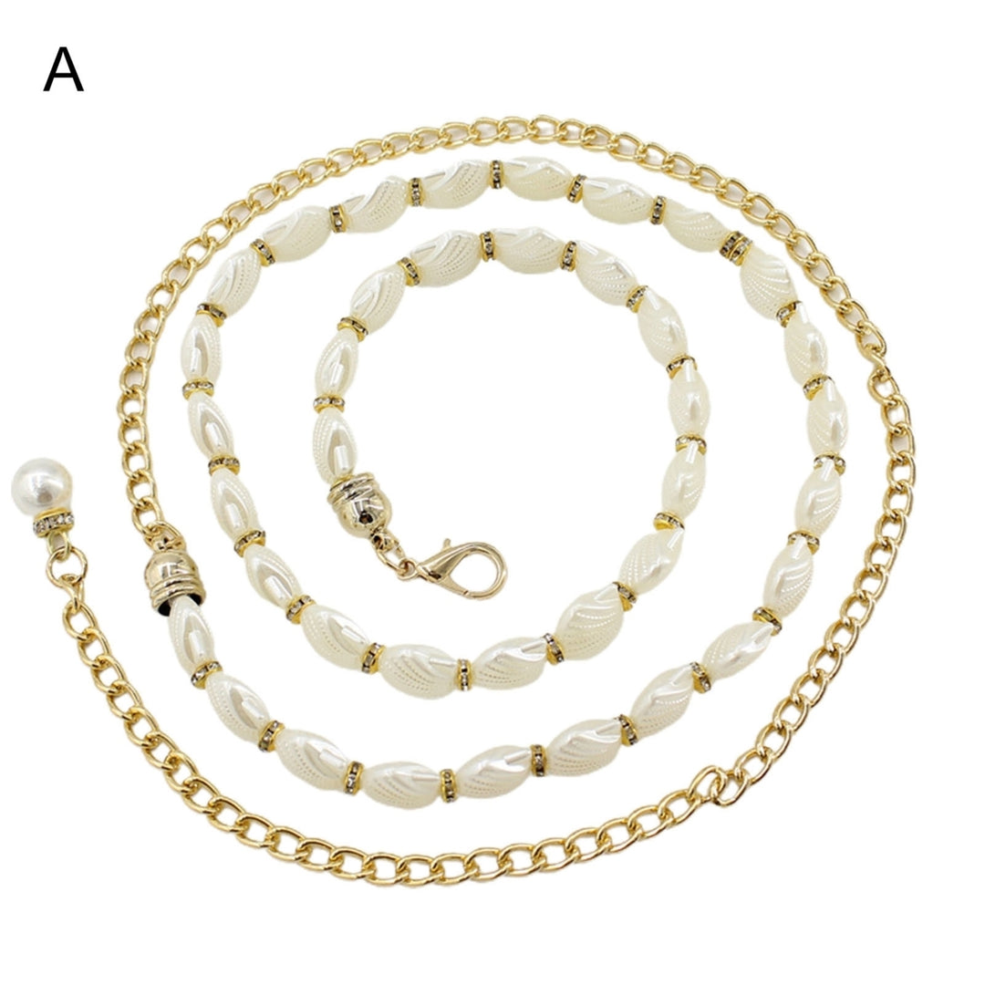 Waist Chain Faux Pearls Adjustable Jewelry Sweet Bright Luster Belly Chain for Daily Wear Image 2