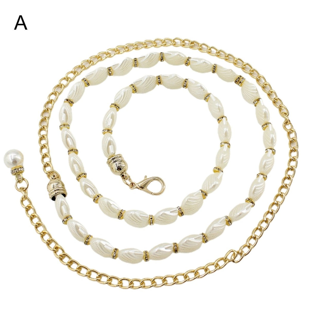 Waist Chain Faux Pearls Adjustable Jewelry Sweet Bright Luster Belly Chain for Daily Wear Image 1