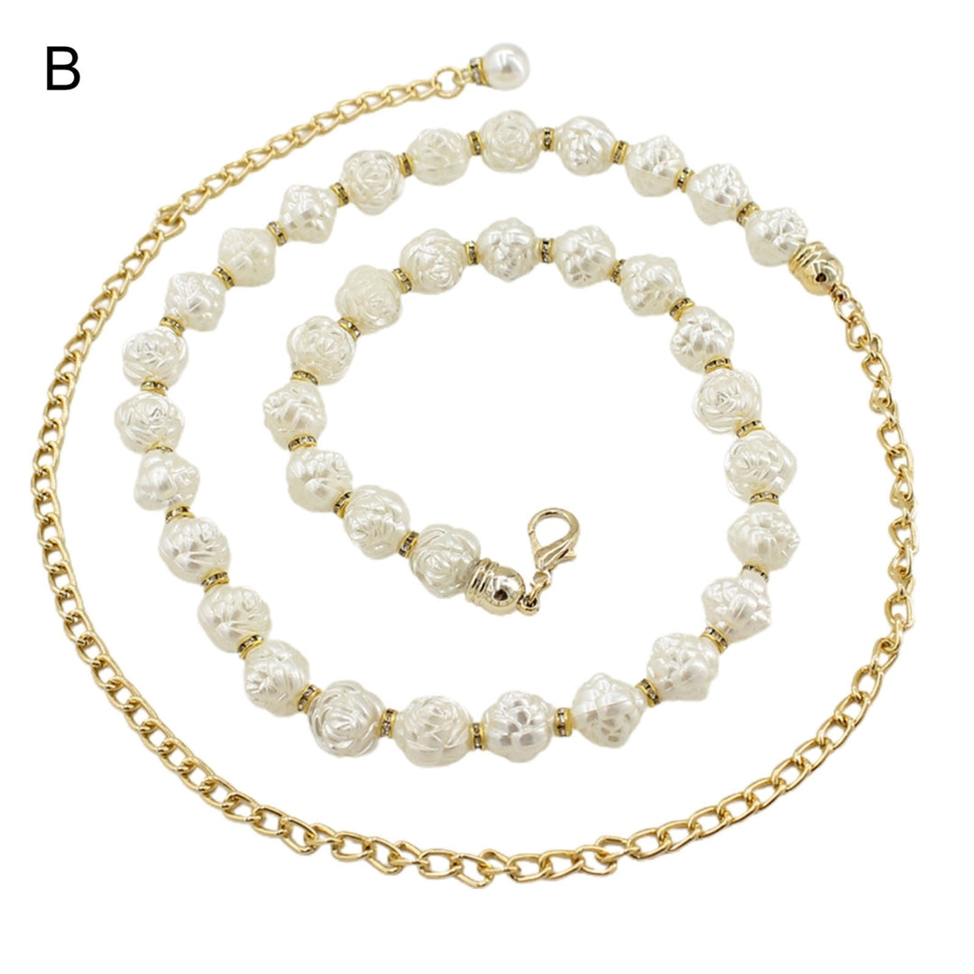 Waist Chain Faux Pearls Adjustable Jewelry Sweet Bright Luster Belly Chain for Daily Wear Image 3