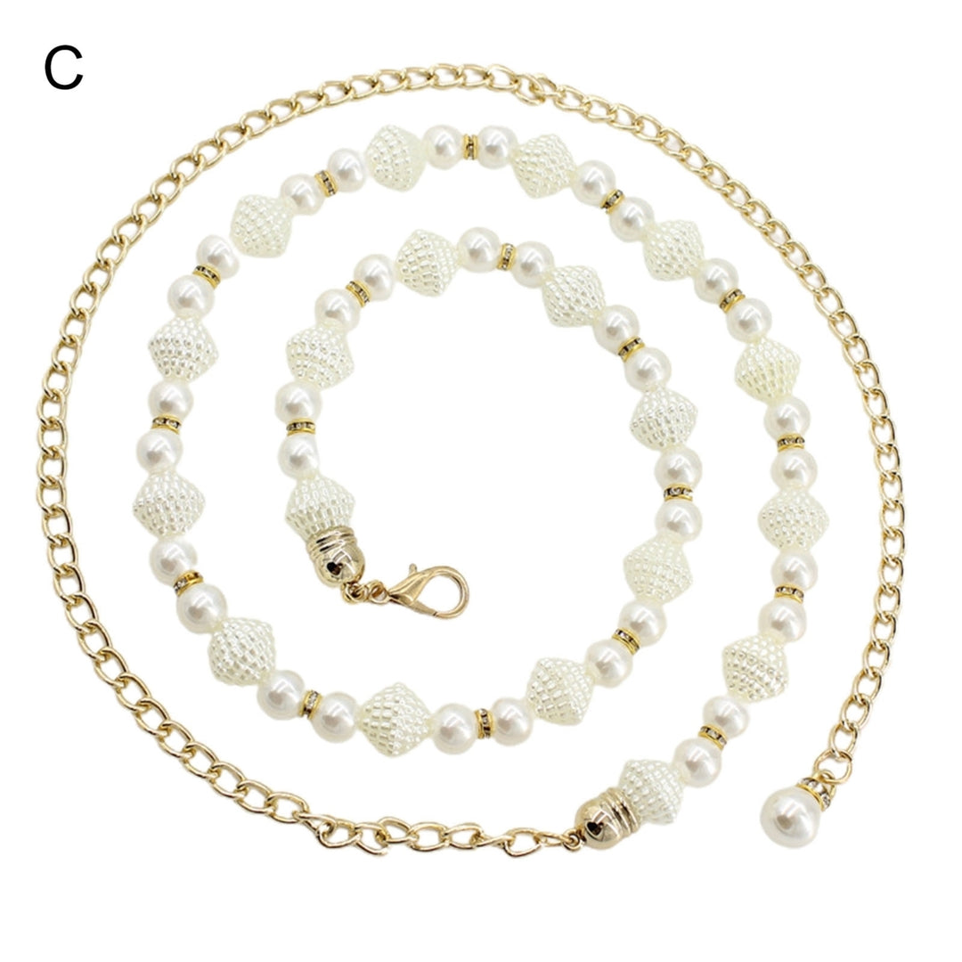 Waist Chain Faux Pearls Adjustable Jewelry Sweet Bright Luster Belly Chain for Daily Wear Image 4