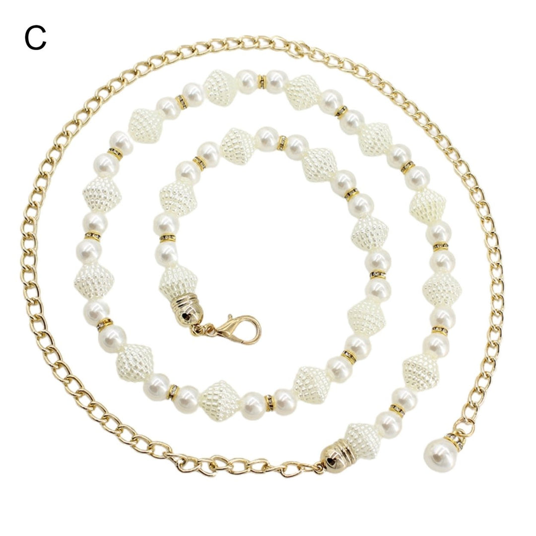 Waist Chain Faux Pearls Adjustable Jewelry Sweet Bright Luster Belly Chain for Daily Wear Image 1