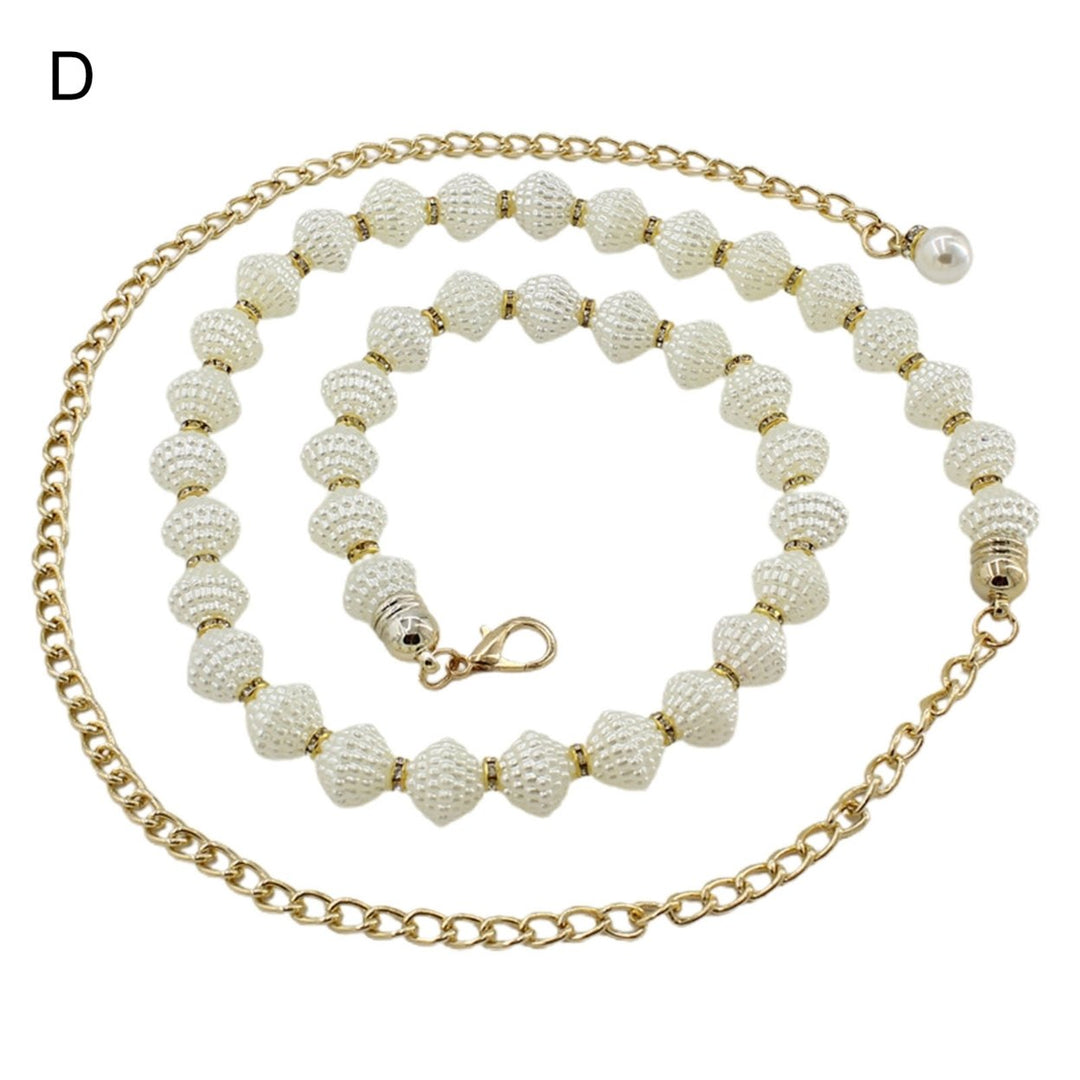 Waist Chain Faux Pearls Adjustable Jewelry Sweet Bright Luster Belly Chain for Daily Wear Image 1