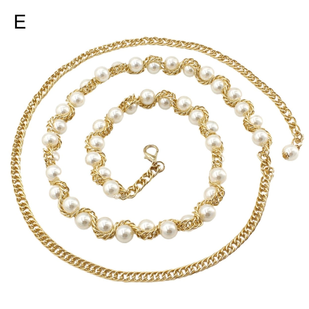 Waist Chain Faux Pearls Adjustable Jewelry Sweet Bright Luster Belly Chain for Daily Wear Image 1