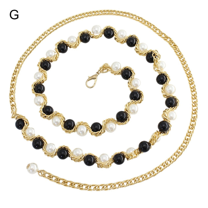 Waist Chain Faux Pearls Adjustable Jewelry Sweet Bright Luster Belly Chain for Daily Wear Image 1