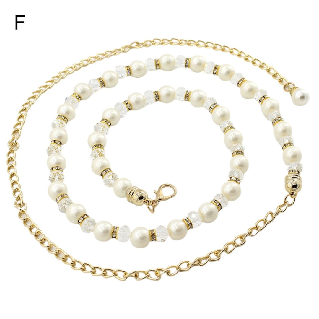 Waist Chain Faux Pearls Adjustable Jewelry Sweet Bright Luster Belly Chain for Daily Wear Image 1