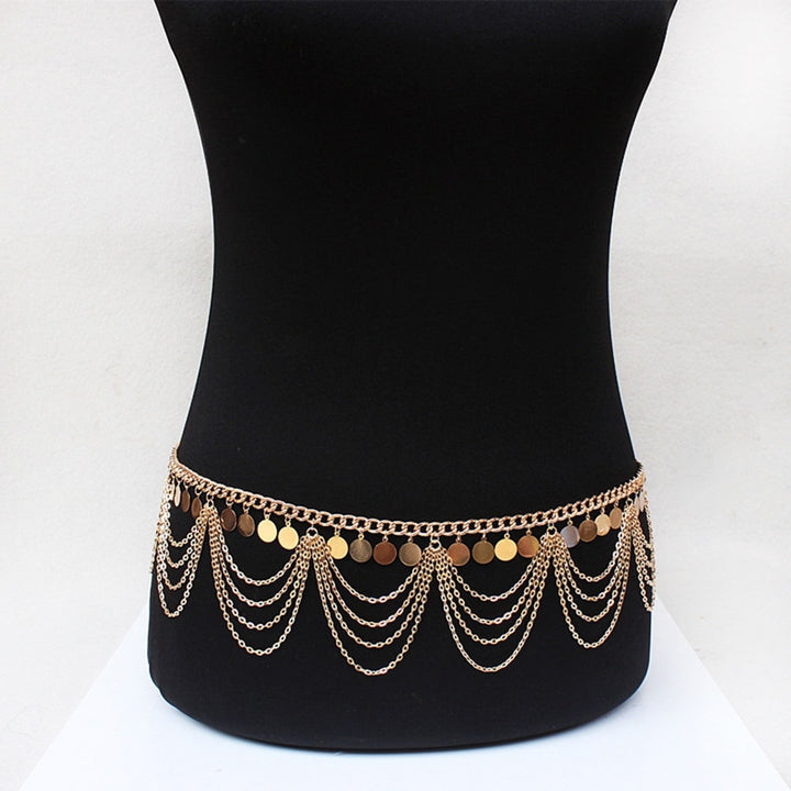 Women Belly Chain Multi-layer Tassel Anti Deform Jewelry Trendy Body Belt Chain for Beach Image 1