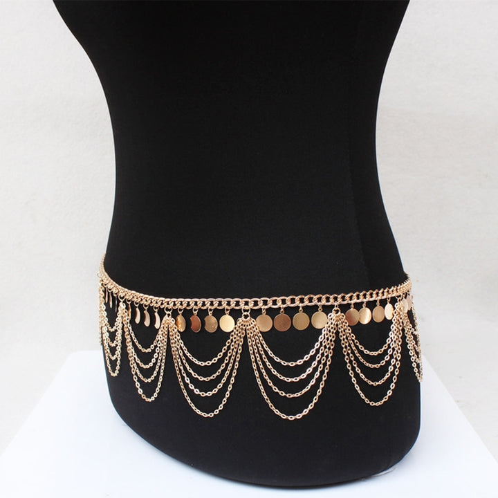 Women Belly Chain Multi-layer Tassel Anti Deform Jewelry Trendy Body Belt Chain for Beach Image 2