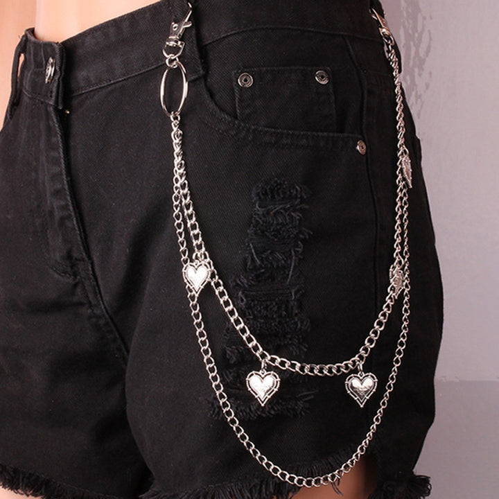 Anti-deform Pants Chain Eye-catching Alloy Double-layer Heart Shape Body Jewelry for Daily Use Image 3